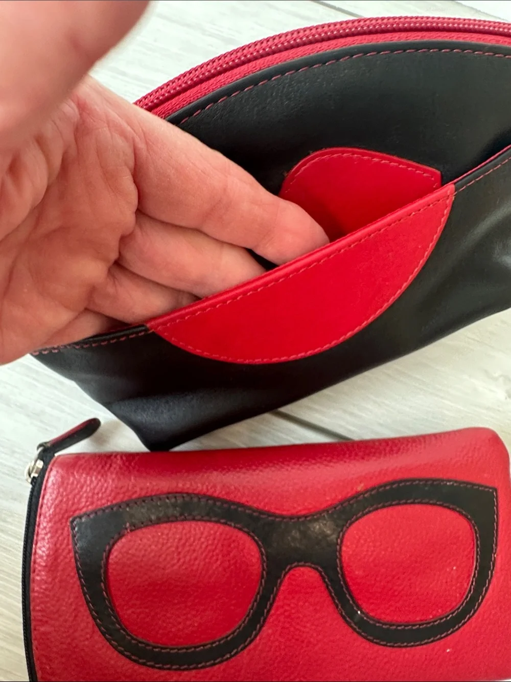 Red and Black Lip & Sunglasses Cosmetic Pouches